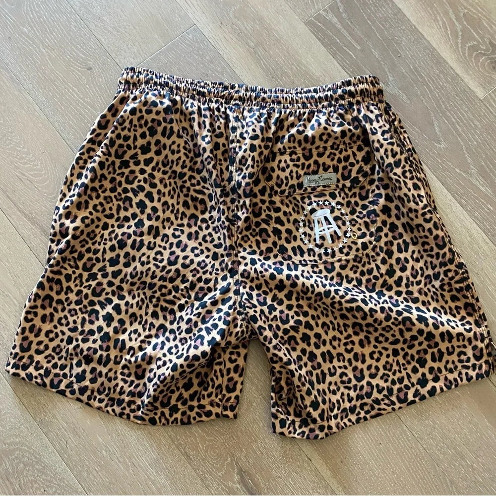 Kenny Flowers x El Pres Shorts leopard print drawstring elastic waist pockets